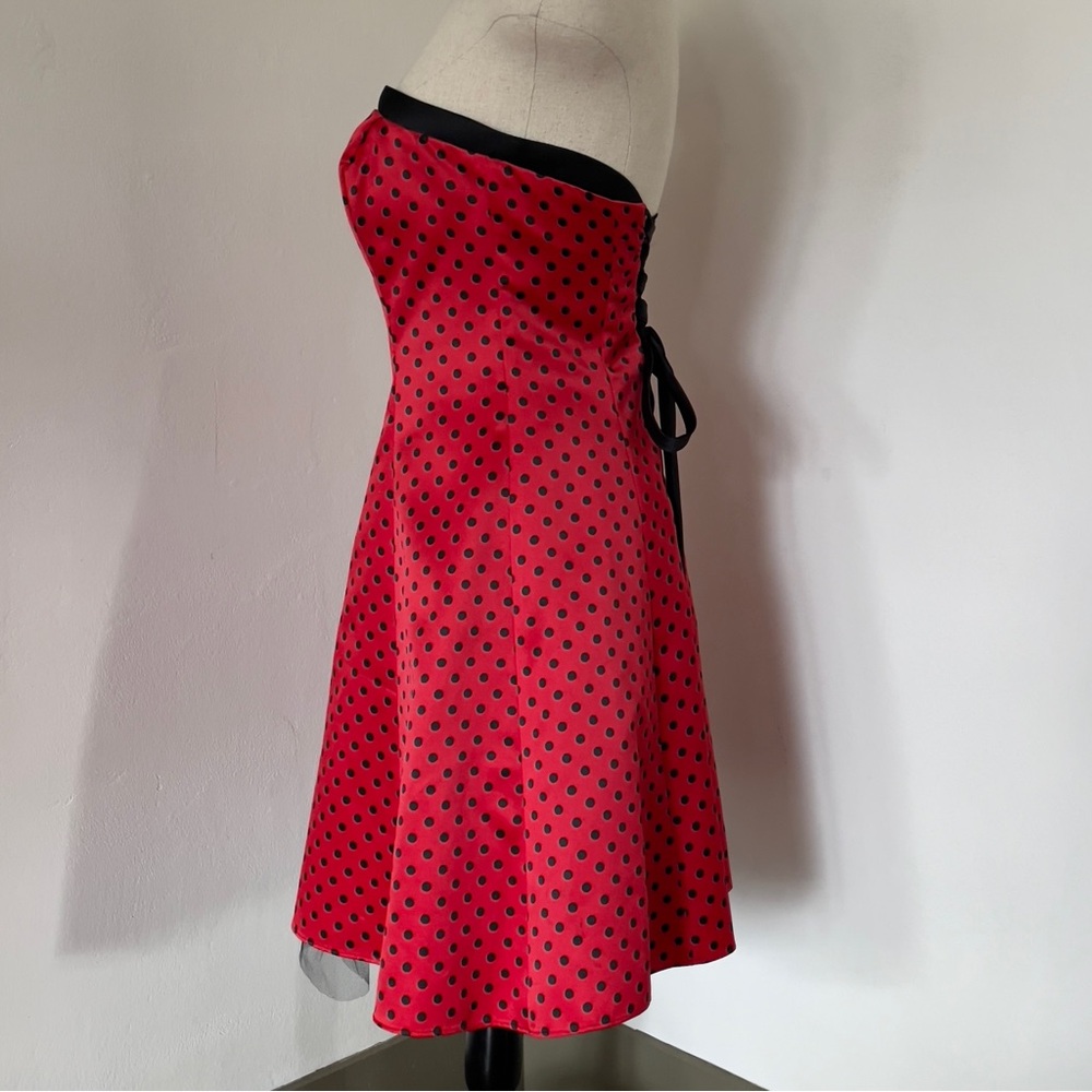 Vintage 90s Polka Dot Lace-Up Party Dress Zum Zum Niki Livas  Size 3-4 Fits: 00 - Picture 4 of 16